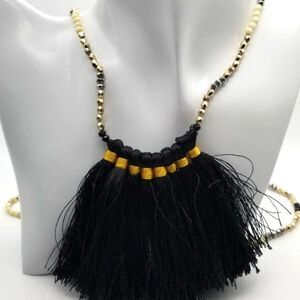 💥native‎ tassel black flowy necklace